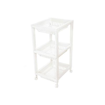 Fruteira Plástica com 3 Bandejas e Rodas em Plástico 42CM Branco para Cozinha e Organização
