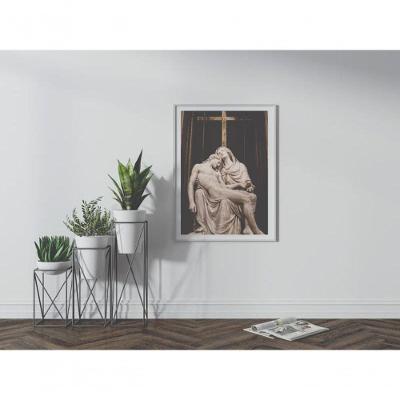 Quadro Religioso Nada Detém a Fé Retangular 50X70 com Moldura Caixa Madeira