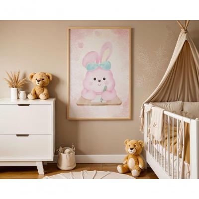 Quadro Decorativo Infantil Laço Azul Retangular 20X30 com Moldura em Madeira Azul