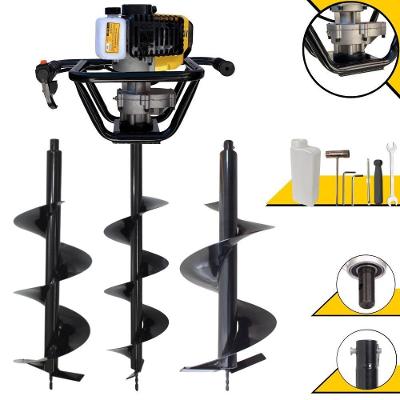 Perfurador de Solo PSL517 à Gasolina 51,7CC 1,8HP com 3 Brocas 80CM Lynus