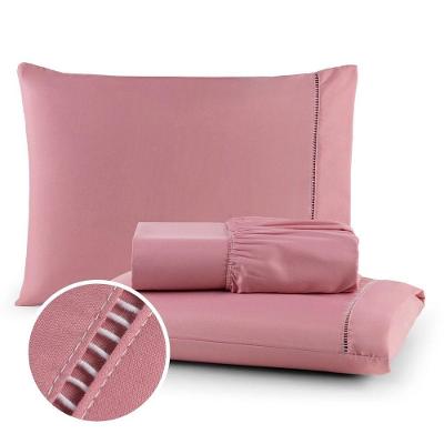 Jogo de Lençol Duda Enxovais Queen 3 Peças Micropercal 400 Fios Ponto Palito Rose OEM