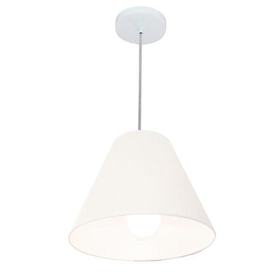 Lustre Pendente Md-4028 Cúpula em Tecido Formato Cone Pequeno Fio Ajustável Branco Vivare Brasil