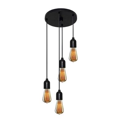 Luminária Pendente Retro Md-4162-4 para Lâmpada E27 Bivolt Preto Vivare Brasil Iluminação