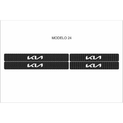 Kit Adesivo de Soleira de Porta Dianteira e Traseira Fibra de Carbono Preto Universal para Carro OEM