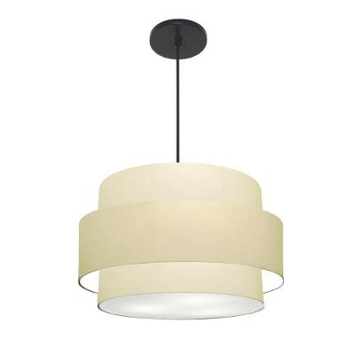 Lustre Pendente Cilíndrico Md-4384 com Cúpula em Tecido Bege Resistente à Maresia Vivare Brasil