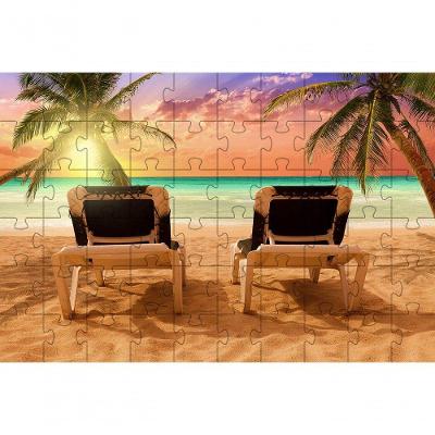 Kit 2 Quebra-cabeça Paisagens Praias do Mundo 60 Peças Indicado para Idosos com Atividade Relaxante