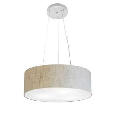 Lustre Pendente Cilíndrico Md-4181 Cúpula em Tecido 40X15CM, Fio Ajustável, Bege Vivare Brasil