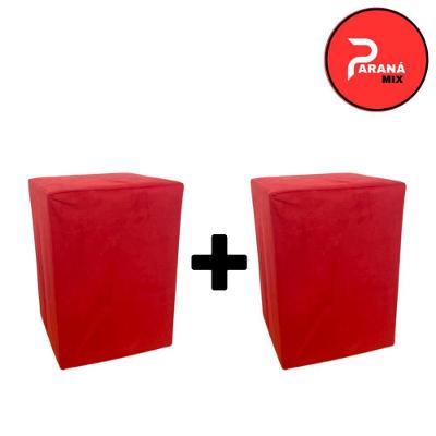 Kit 2 Puff Banqueta Quadrado Macio Decorativo Fofo com Espuma Suede