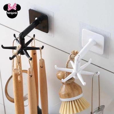 Kit 2 Suporte Porta Gancho Giratório 360° Multiuso com 6 Pinos Adesivo para Organização OEM