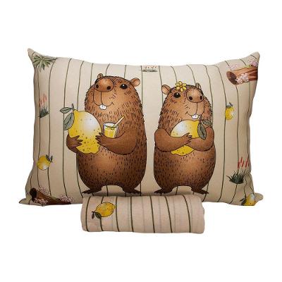 Jogo de Cama Joy Capivara Solteiro 70% Algodão e 30% Poliéster Malha Pérola