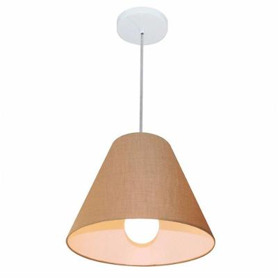 Lustre Pendente Md-4028 Cúpula em Tecido Cone Pequeno Palha Vivare Brasil Iluminação