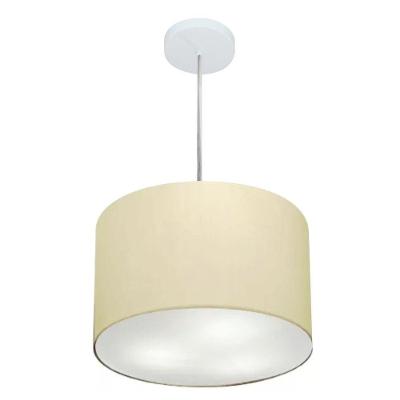 Lustre Pendente Cilíndrico Md-4211 com Cúpula em Tecido 35x25cm Bivolt Algodão-crú Vivare Brasil