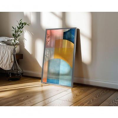 Quadro Decorativo Nuance Abstrato Geométrico Retangular 60x90CM Branco