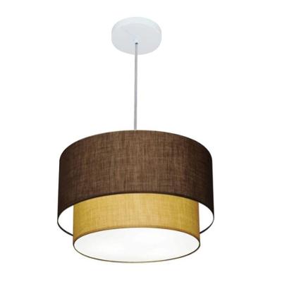Lustre Pendente Duplo Cilíndrico MD-4159 Cúpula em Tecido 40x35CM Bivolt Café-palha Vivare Brasil