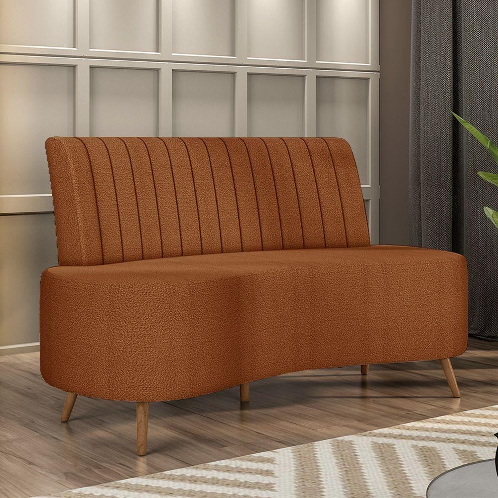 Sofá Living Decorativo 2 Lugares 1,60m Katara Terracota Bouclê G33 - Gran Belo - 1