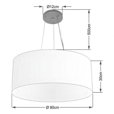 Lustre Pendente Cilíndrico Md-4070 Cúpula em Tecido Linho 80x30CM Bivolt Bege Vivare Brasil