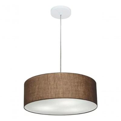 Lustre Pendente Cilíndrico Md-4132 Cúpula em Tecido 40X15CM e Fio Ajustável Café Vivare Brasil