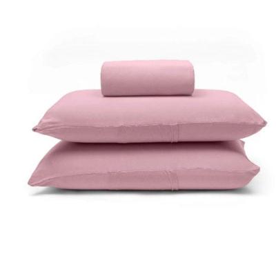 Jogo de Cama Basic Casal 3 Peças 100% Algodão Malha Penteada Liso Rose Blush