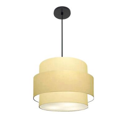 Lustre Pendente Vivare MD-4392 com Cúpula em Tecido algodão-crú Bege Vivare Brasil Iluminação