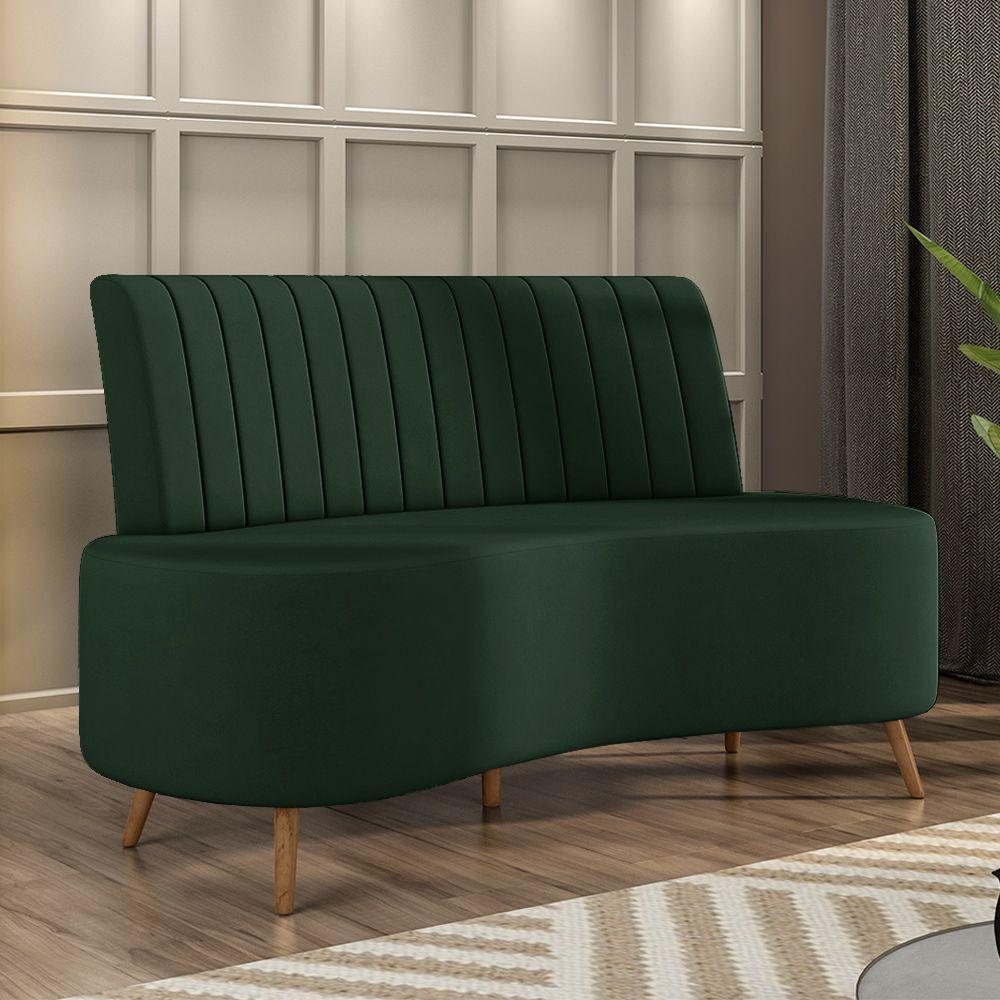 Sofá Living Decorativo 2 Lugares 1,60m Katara Verde Escuro Veludo G33 - Gran Belo - 1
