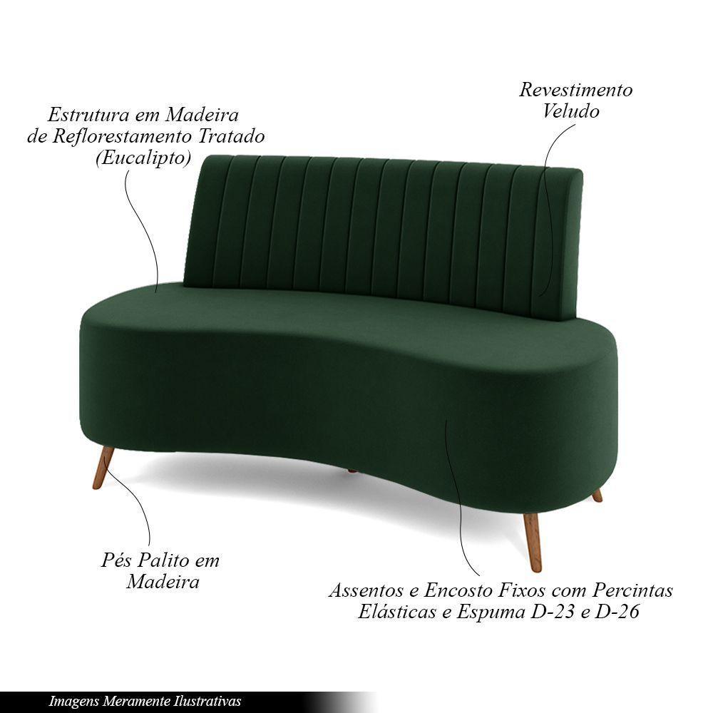 Sofá Living Decorativo 2 Lugares 1,60m Katara Verde Escuro Veludo G33 - Gran Belo - 5