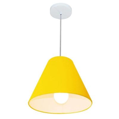 Lustre Pendente Md-4028 Cúpula em Tecido Cone 25-30x12CM Amarelo Bivolt 110V-220V Vivare Brasil