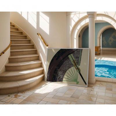 Quadro Decorativo Leque Silencioso Retangular 60x90CM Amadeirado