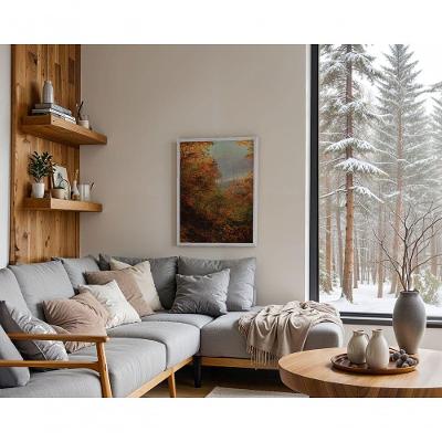 Quadro Decorativo Ouro de Outono Retangular 70X50 com Vidro Branco