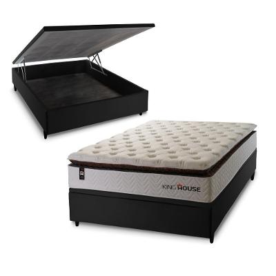 Cama Box Baú New York 138x188 com Molas Ensacadas King House