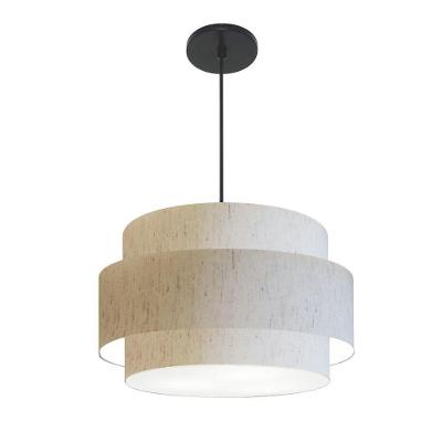 Lustre Pendente Cilíndrico Md-4384 Cúpula em Tecido Linho 50CM Bivolt 110V-220V Bege Vivare Brasil