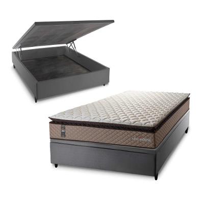 Cama Box Baú Atlanta 138x188 Cinza Espuma D45 King House