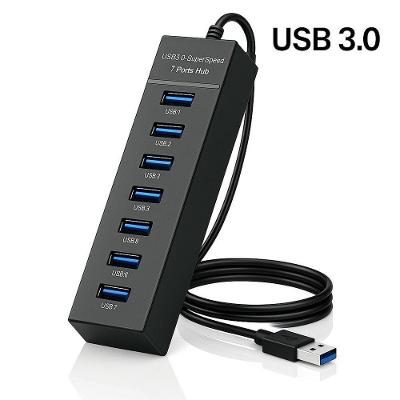 Hub Usb 3.0 Uh-30a com 4 e 7 Portas Alta Velocidade 5gbps Preto e Branco Oem