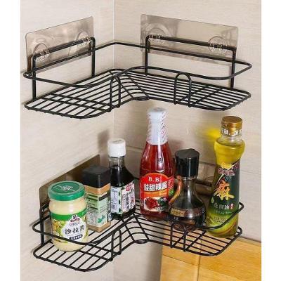 Kit de Prateleiras de Canto Kit 2 Canto com Fixação Adesiva Multiuso para Banheiro Cozinha Preto OEM