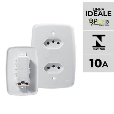 Interruptor com Saída Pluzie Linha Ideale 10A 20A 4x2 Módulo Duplo Fácil 10A OEM
