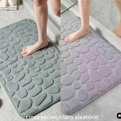 Kit Tapete Soft para Banheiro Superfície Poliéster 60x40cm 2 Peças Cinza OEM