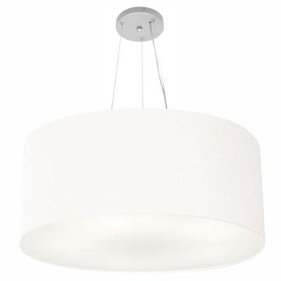 Lustre Pendente Cilíndrico MD-4074 com Cúpula em Tecido 60x30cm Bivolt Branco Vivare Brasil