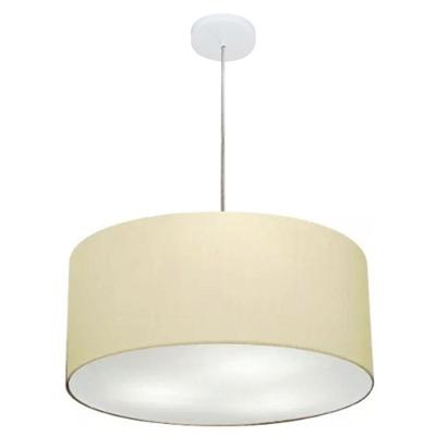 Lustre Pendente Cilíndrico Vivare Free Lux MD-4386 Cúpula em Tecido algodão-crú 50x25 Canopla Branca
