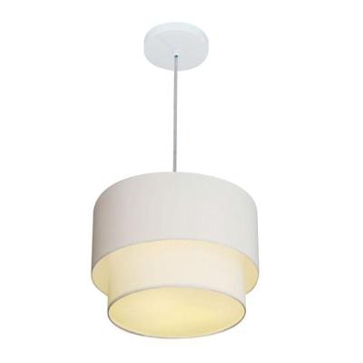 Lustre Pendente Duplo Cilíndrico MD-4161 Cúpula em Tecido 30x25CM Branco Vivare Brasil Iluminação
