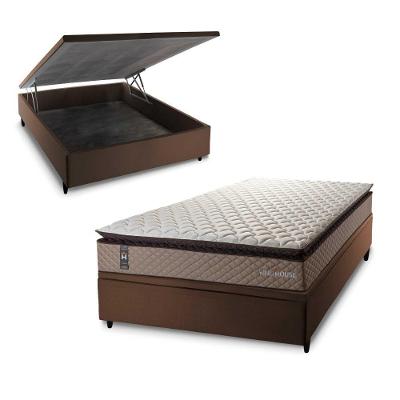 Cama Box Baú Atlanta 138x188 Marrom Espuma D45 King House