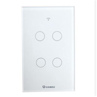 Interruptor Inteligente Wi-Fi Touch 4 Botões C-n Controle por Voz Alexa e Google Branco OEM
