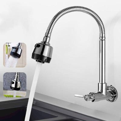 Torneira de Cozinha Gourmet Estilo D Parede em Aço Inoxidável e Plástico ABS com Rotação 360° Inox