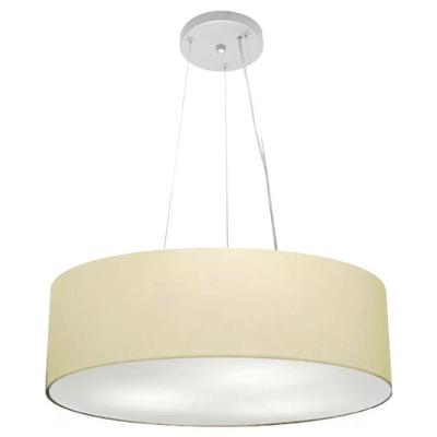 Lustre Pendente Cilíndrico Md-4134 com Cúpula em Algodão Cru Bivolt Bege Vivare Brasil Iluminação