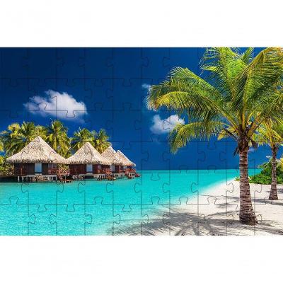 Kit 2 Quebra-cabeça Paisagens Praias do Mundo 40 Peças para Idosos Coleção Tea e Amor