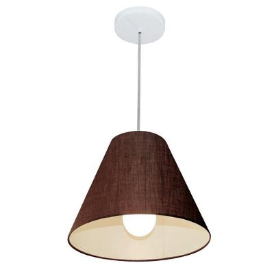 Lustre Pendente Md-4028 Cúpula em Tecido Cone Pequeno Café Vivare Brasil Iluminação