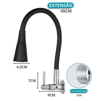 Torneira para Cozinha Ou Banheiro Lavatório Pia Bicomando de Parede Aço Inoxidável Cromado Preto OEM
