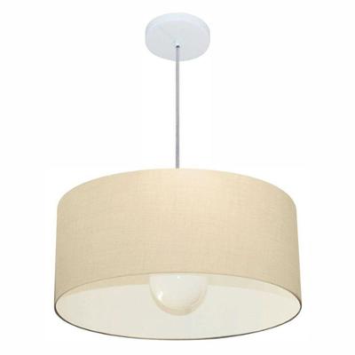 Lustre Pendente Cilíndrico MD-4052 com Cúpula em Tecido 50x21cm Bivolt Branco Vivare Brasil