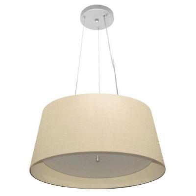 Lustre Pendente Md-4144 Cúpula em Tecido Cone Bivolt algodão-crú Vivare Brasil Iluminação