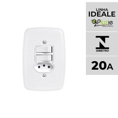 Interruptor e Tomada Pluzie Linha Ideale 10A 20A 4x2 com Certificação INMETRO para Ambientes