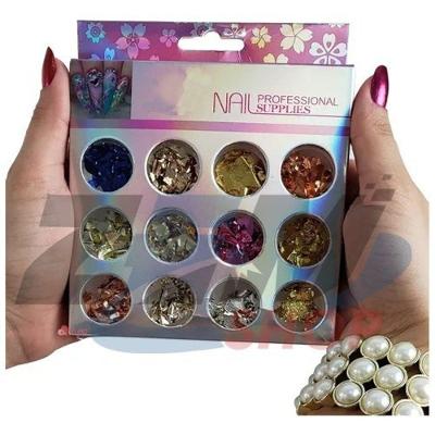 Folhas de Ouro para Unhas 12 Unidades Coloridas Encapsuladas Acabamento Diferenciado Dourado OEM