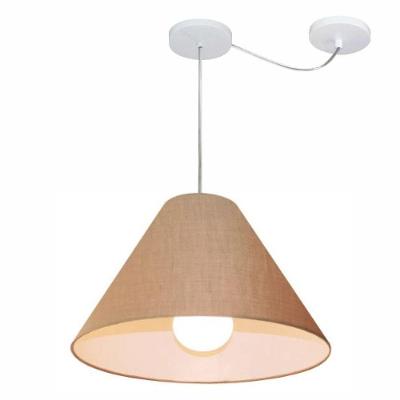 Lustre Pendente Md-4272 Cúpula em Tecido Cone com Desvio Bivolt Palha Vivare Brasil Iluminação